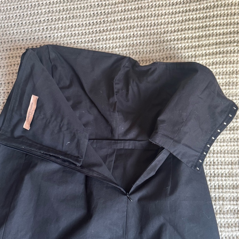 La Prestic Ouiston Paris Strapless Black Cotton Dress with Built-In Corset Sz S - Picture 13 of 13